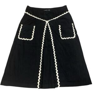 Rachel Riley Women’s Skirt Size 38 Black Ric Rac Trim A Line Midi Cotton